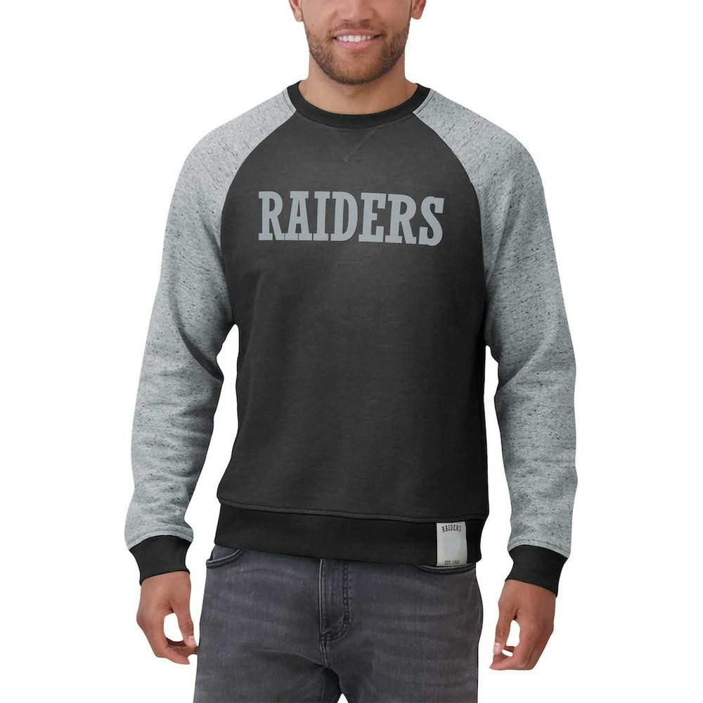 Las Vegas Raiders Darius Rucker Collection Colorblock Pullover Sweatshirt Black/Heather Gray
