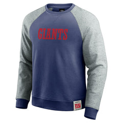 New York Giants Darius Rucker Collection Colorblock Pullover Sweatshirt Royal/Heather Gray