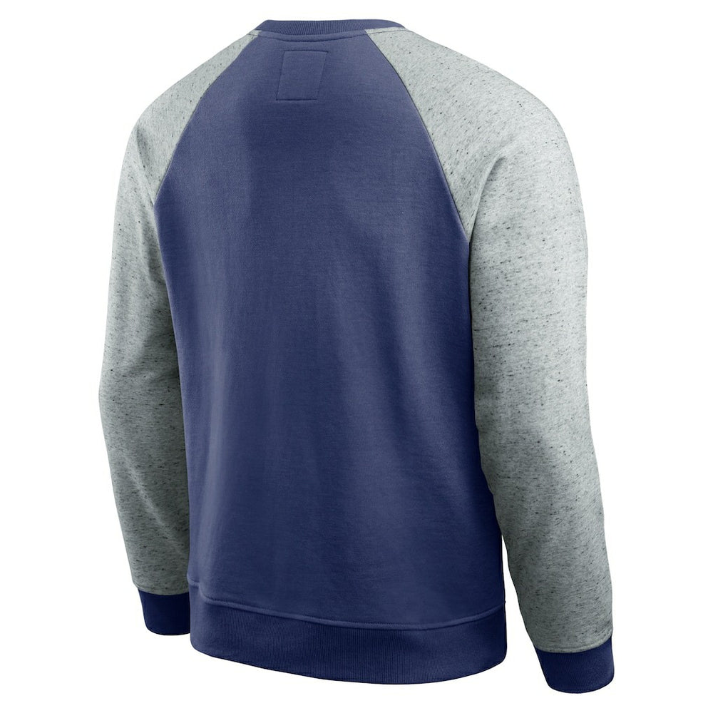 New York Giants Darius Rucker Collection Colorblock Pullover Sweatshirt Royal/Heather Gray