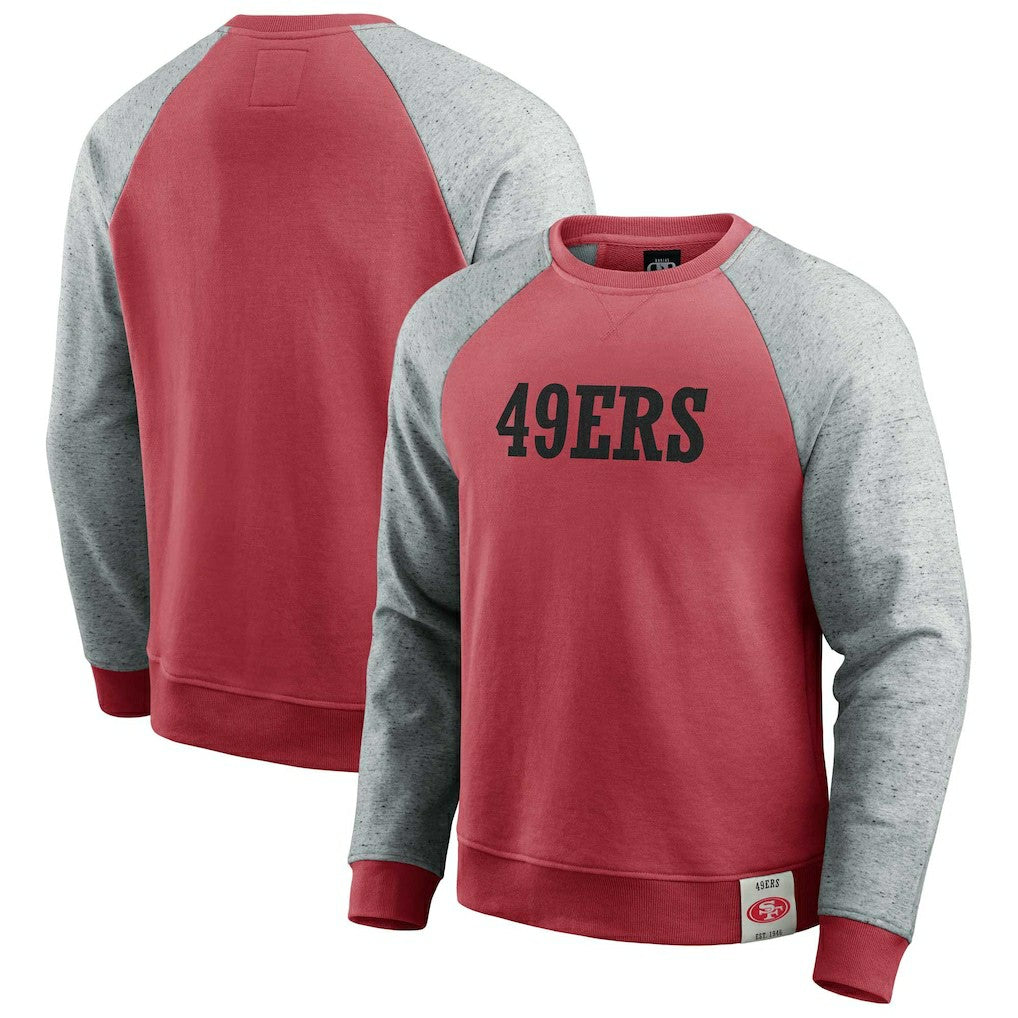 San Francisco 49ers Darius Rucker Collection Colorblock Pullover Sweatshirt Scarlet/Heather Gray