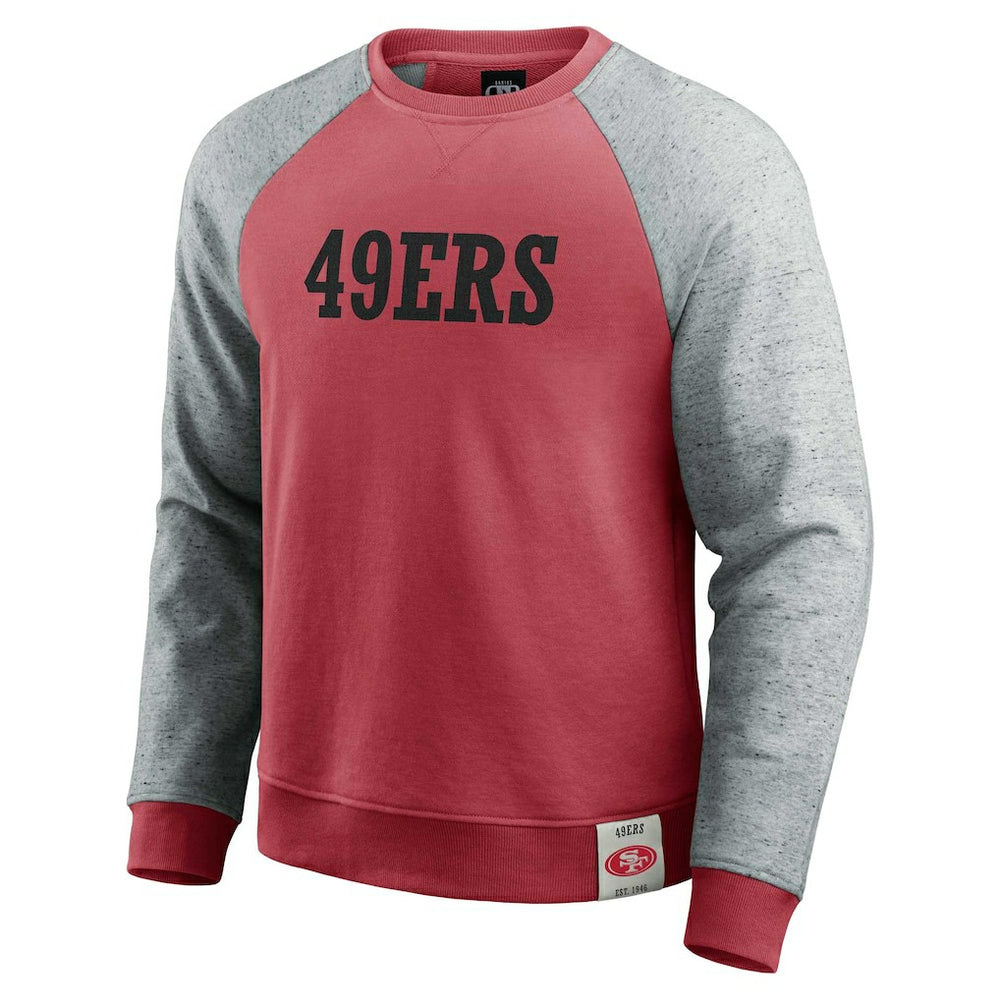 San Francisco 49ers Darius Rucker Collection Colorblock Pullover Sweatshirt Scarlet/Heather Gray