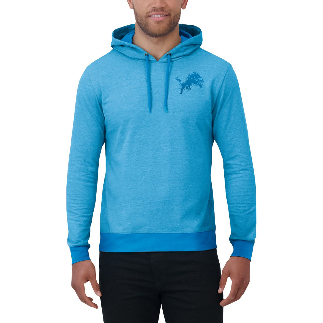 Detroit Lions Darius Rucker Collection Tonal Knit Pullover Hoodie Blue
