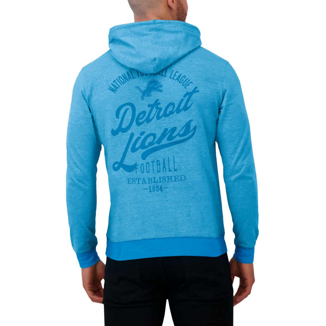 Detroit Lions Darius Rucker Collection Tonal Knit Pullover Hoodie Blue