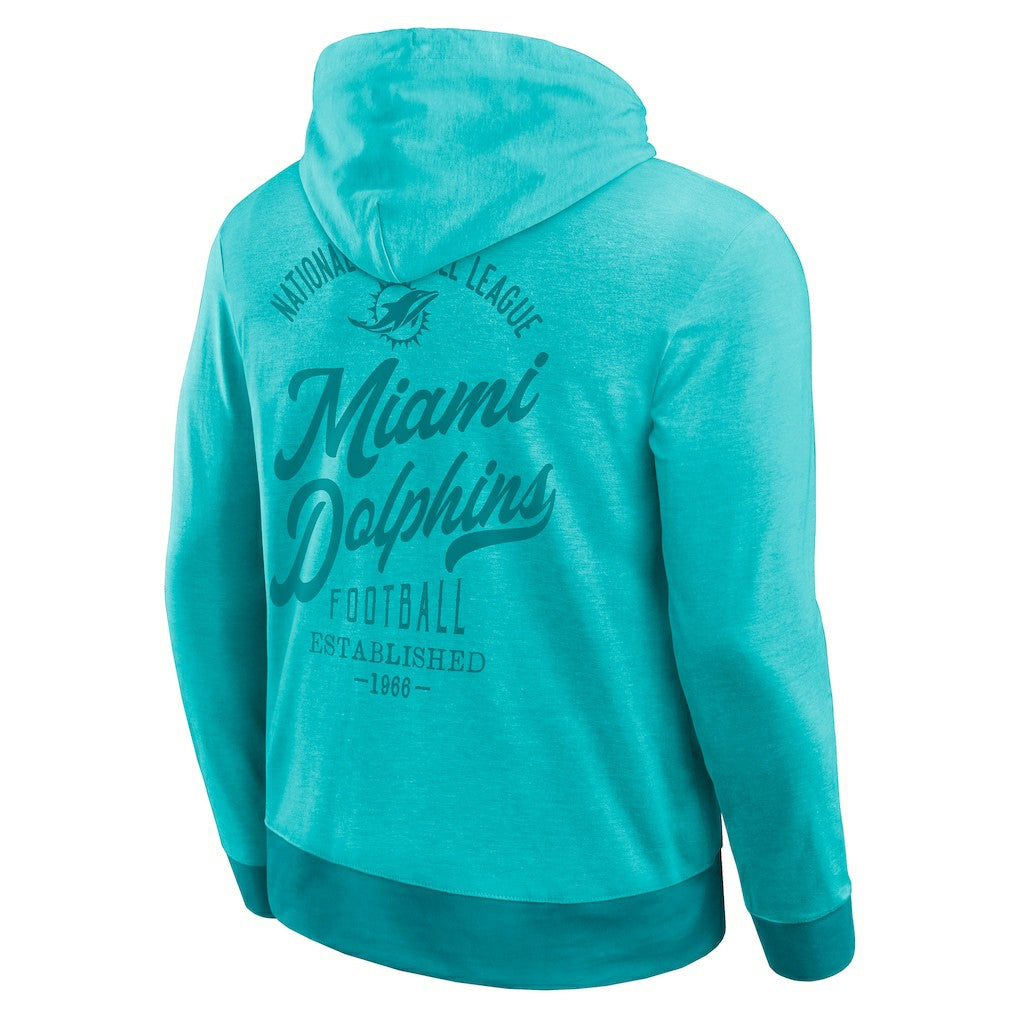 Miami Dolphins Darius Rucker Collection Tonal Knit Pullover Hoodie Aqua