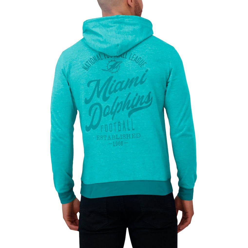 Miami Dolphins Darius Rucker Collection Tonal Knit Pullover Hoodie Aqua