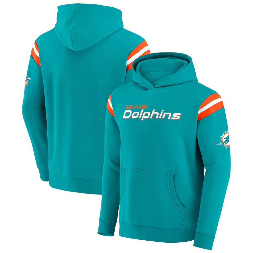 Miami Dolphins Darius Rucker Collection Football Washed Pullover Hoodie Aqua