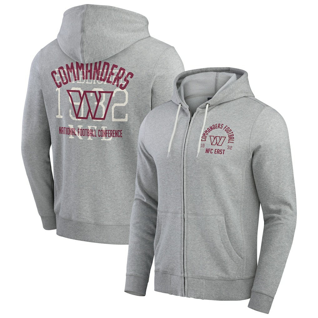 Washington Commanders Darius Rucker Collection Vintage Stripe Full-Zip Hoodie Heather Gray