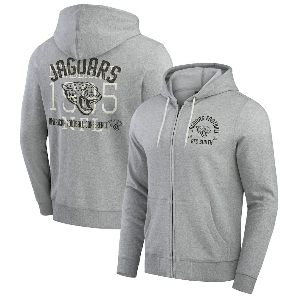 Jacksonville Jaguars Darius Rucker Collection Vintage Stripe Full-Zip Hoodie Heather Gray