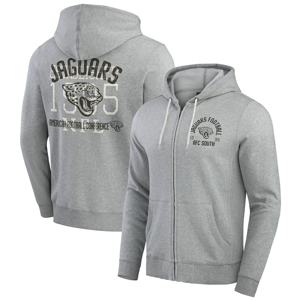 Jacksonville Jaguars Darius Rucker Collection Vintage Stripe Full-Zip Hoodie Heather Gray