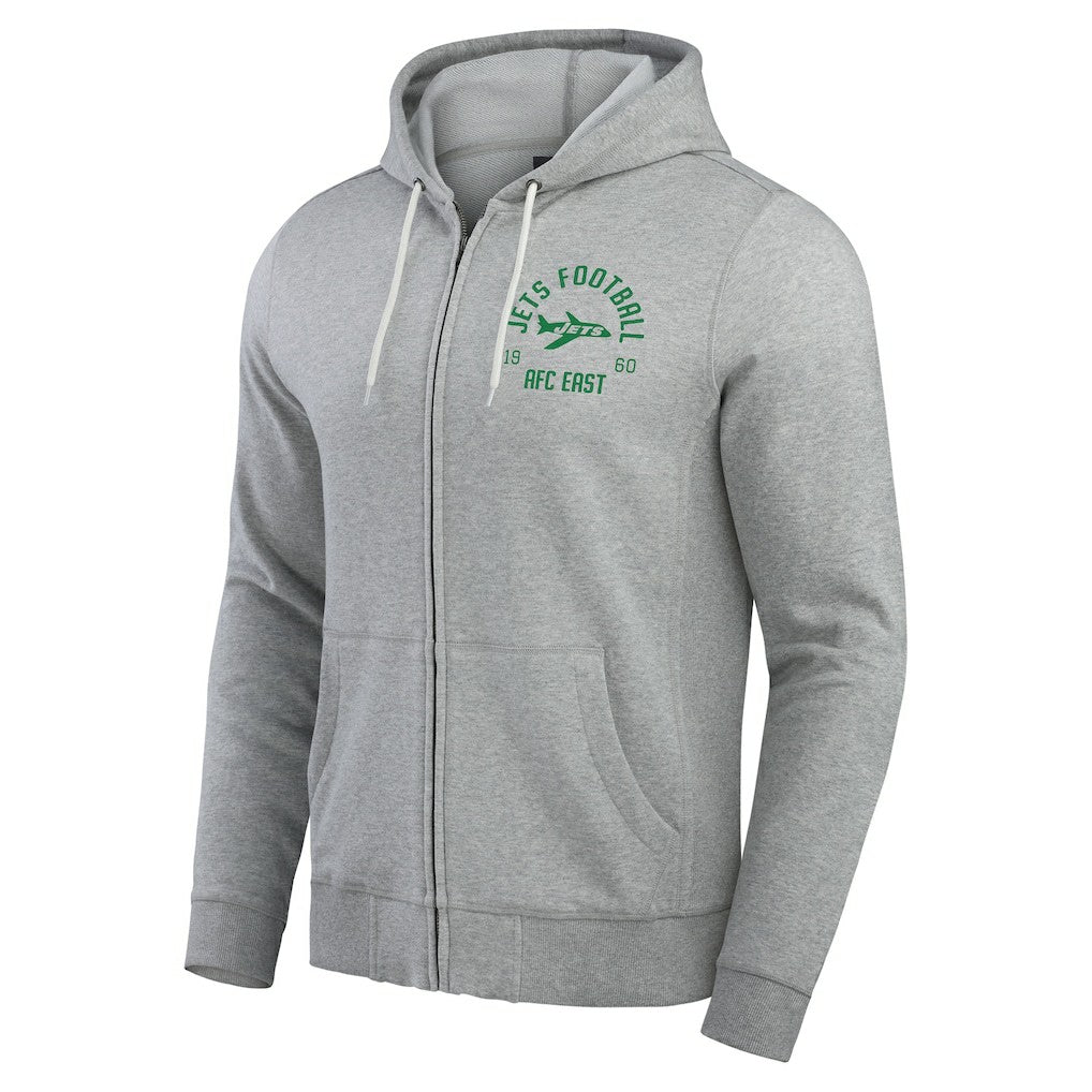 New York Jets Darius Rucker Collection Vintage Stripe Full-Zip Hoodie Heather Gray