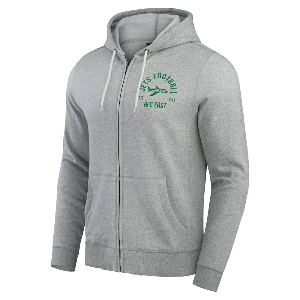 New York Jets Darius Rucker Collection Vintage Stripe Full-Zip Hoodie Heather Gray