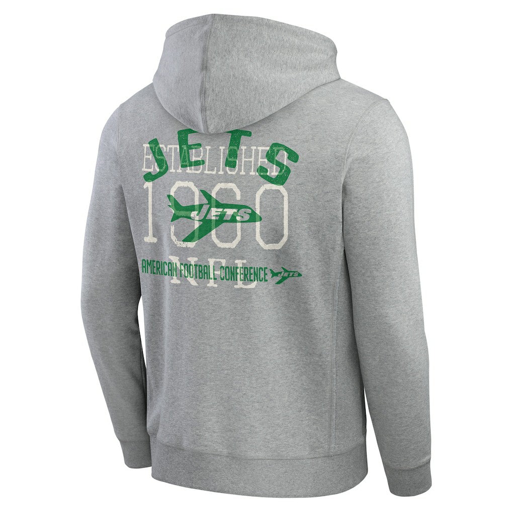 New York Jets Darius Rucker Collection Vintage Stripe Full-Zip Hoodie Heather Gray