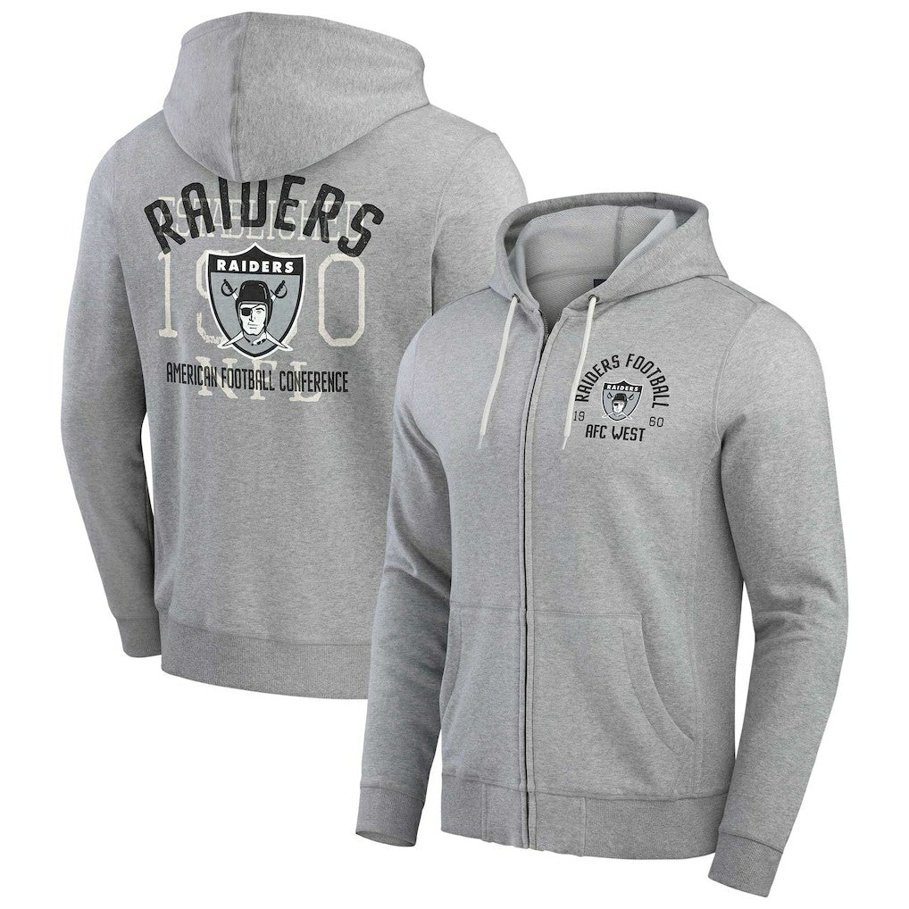 Las Vegas Raiders Darius Rucker Collection Vintage Stripe Full-Zip Hoodie Heather Gray