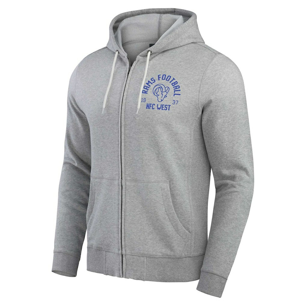 Los Angeles Rams Darius Rucker Collection Vintage Stripe Full-Zip Hoodie Heather Gray
