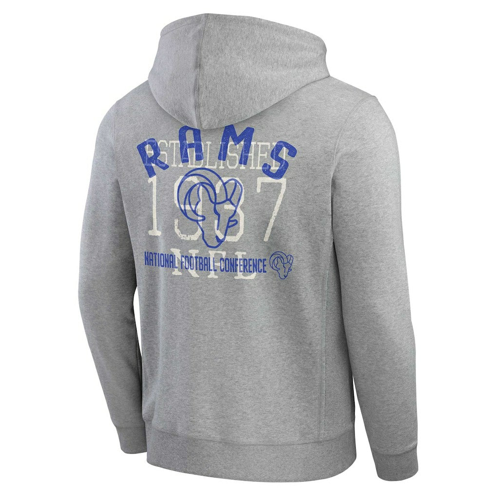 Los Angeles Rams Darius Rucker Collection Vintage Stripe Full-Zip Hoodie Heather Gray