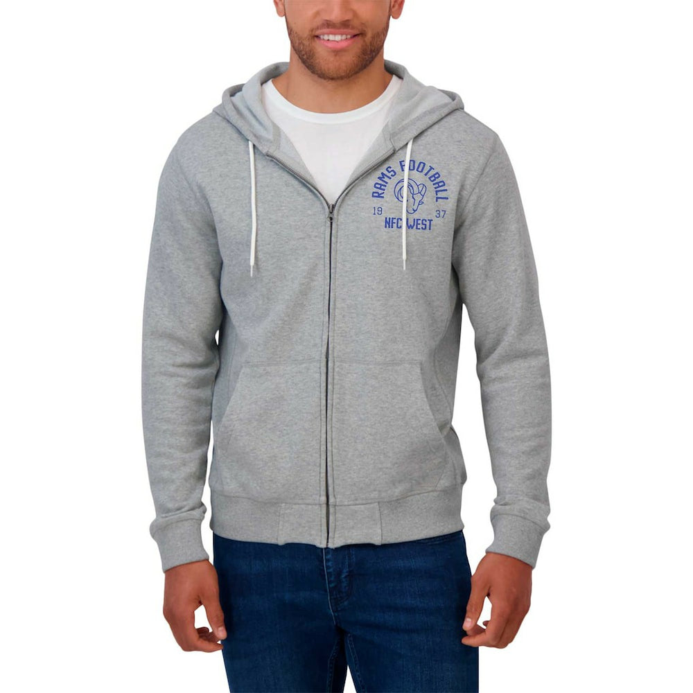 Los Angeles Rams Darius Rucker Collection Vintage Stripe Full-Zip Hoodie Heather Gray