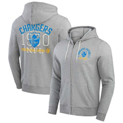 Los Angeles Chargers Darius Rucker Collection Vintage Stripe Full-Zip Hoodie Heather Gray