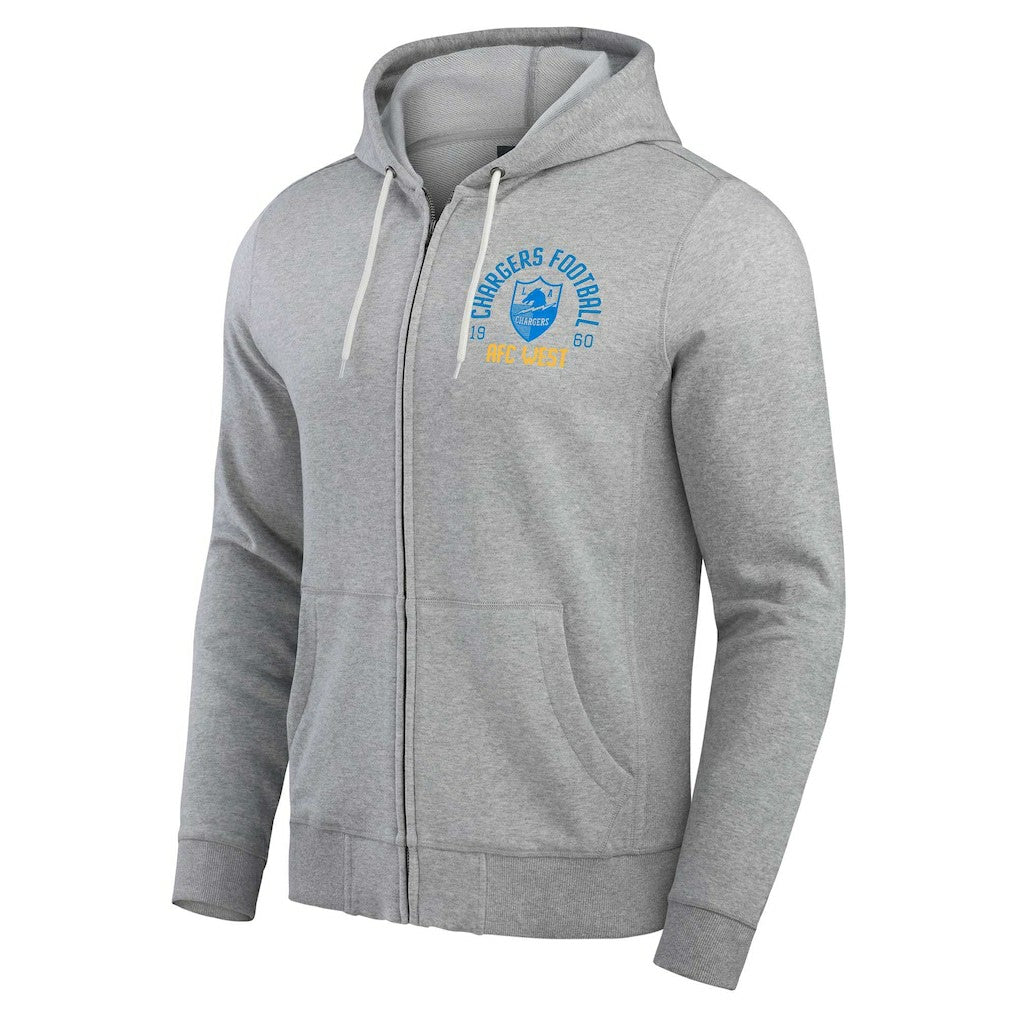 Los Angeles Chargers Darius Rucker Collection Vintage Stripe Full-Zip Hoodie Heather Gray