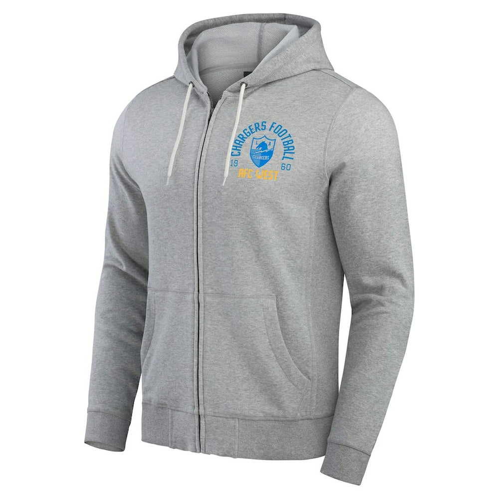 Los Angeles Chargers Darius Rucker Collection Vintage Stripe Full-Zip Hoodie Heather Gray