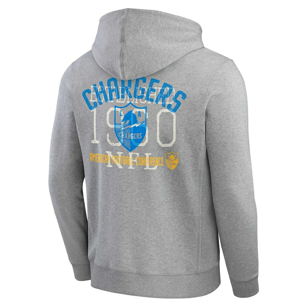 Los Angeles Chargers Darius Rucker Collection Vintage Stripe Full-Zip Hoodie Heather Gray