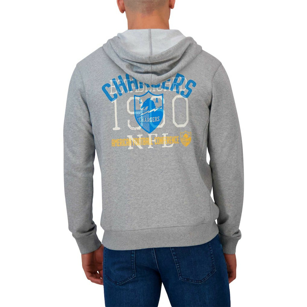 Los Angeles Chargers Darius Rucker Collection Vintage Stripe Full-Zip Hoodie Heather Gray