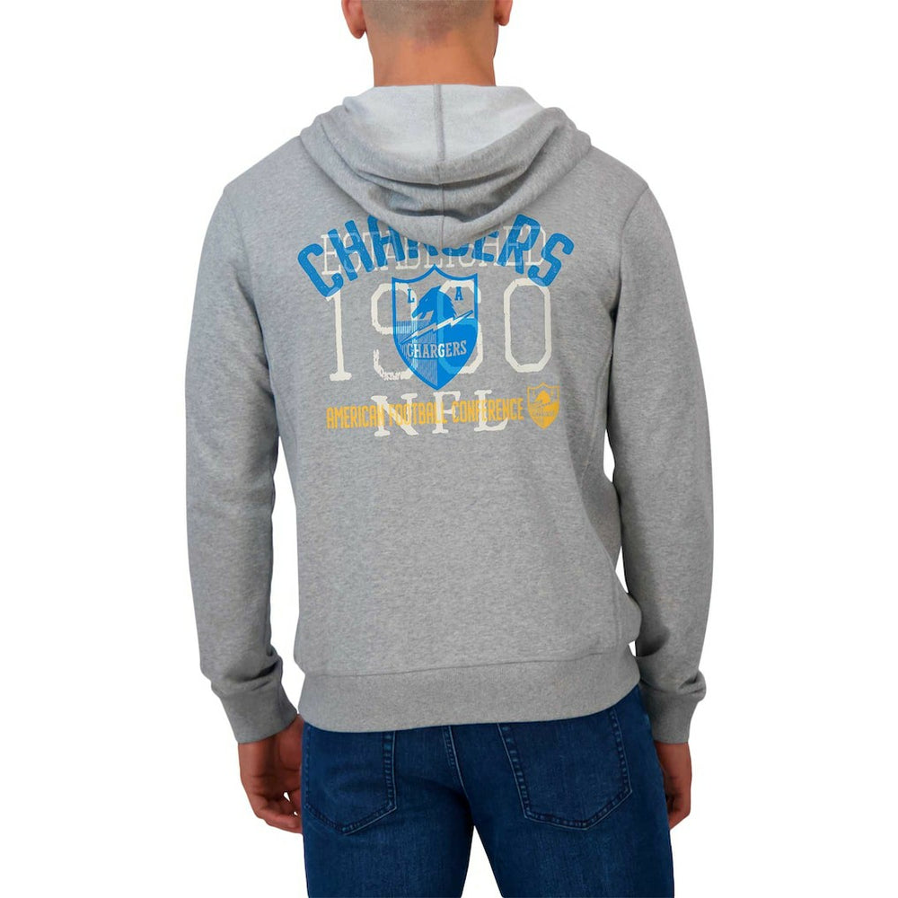 Los Angeles Chargers Darius Rucker Collection Vintage Stripe Full-Zip Hoodie Heather Gray