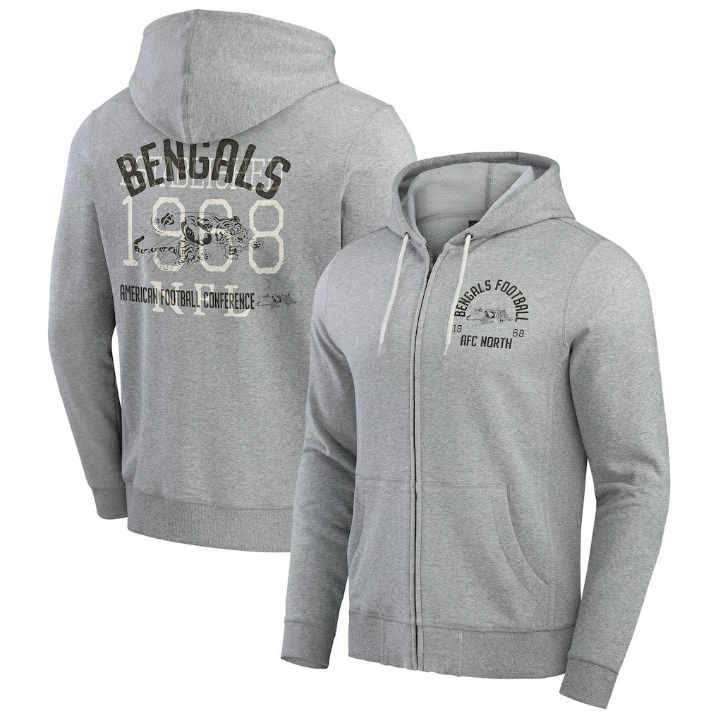 Cincinnati Bengals Darius Rucker Collection Vintage Stripe Full-Zip Hoodie Heather Gray