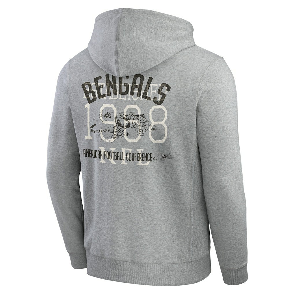 Cincinnati Bengals Darius Rucker Collection Vintage Stripe Full-Zip Hoodie Heather Gray