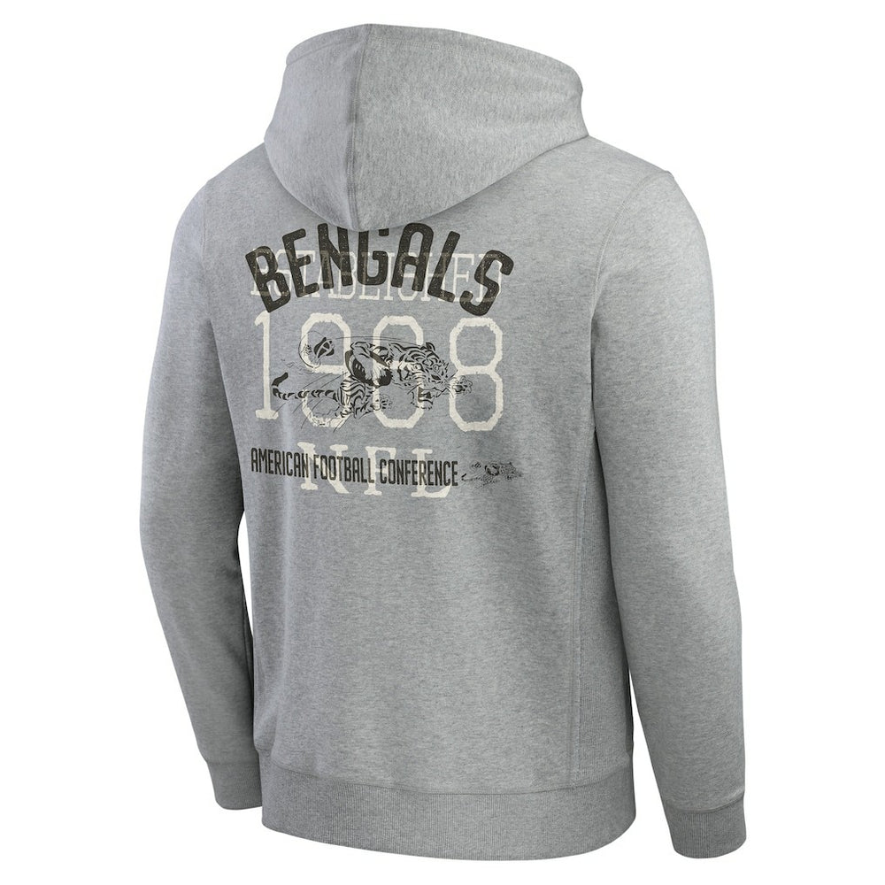 Cincinnati Bengals Darius Rucker Collection Vintage Stripe Full-Zip Hoodie Heather Gray