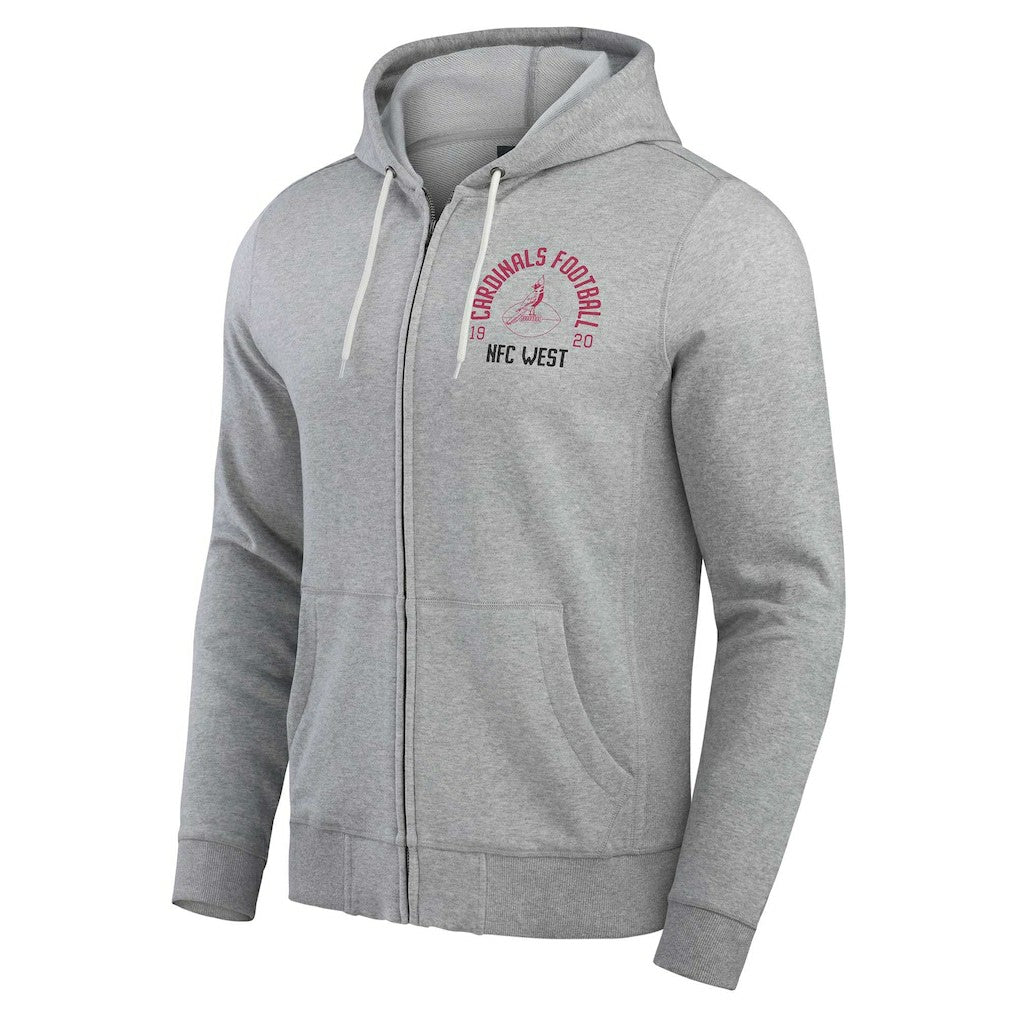 Arizona Cardinals Darius Rucker Collection Vintage Stripe Full-Zip Hoodie Heather Gray