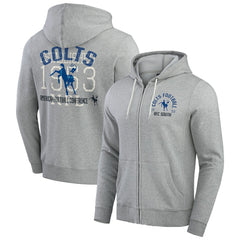 Indianapolis Colts Darius Rucker Collection Vintage Stripe Full-Zip Hoodie Heather Gray
