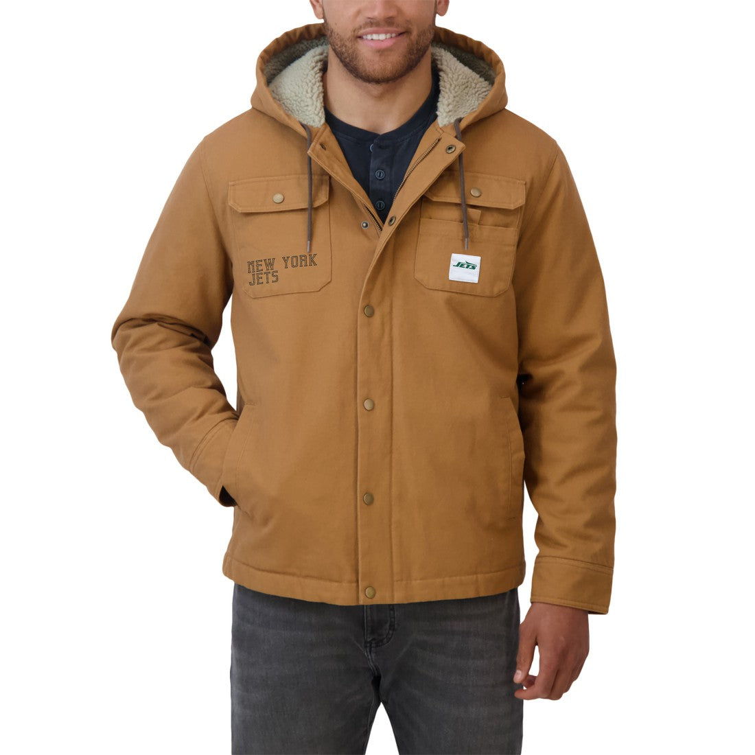 New York Jets Darius Rucker Collection Canvas Full-Zip Hoodie Jacket Tan