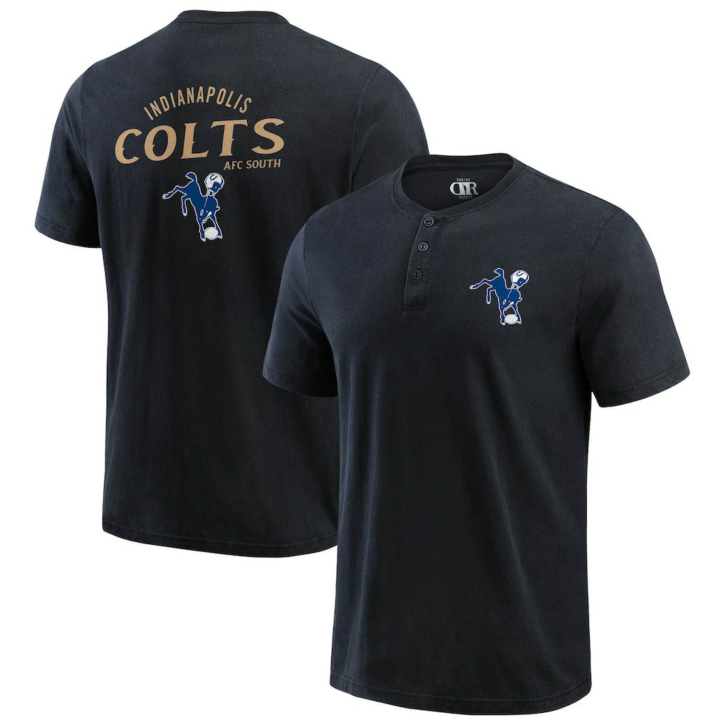 Indianapolis Colts Darius Rucker Collection Washed Henley T-Shirt Black