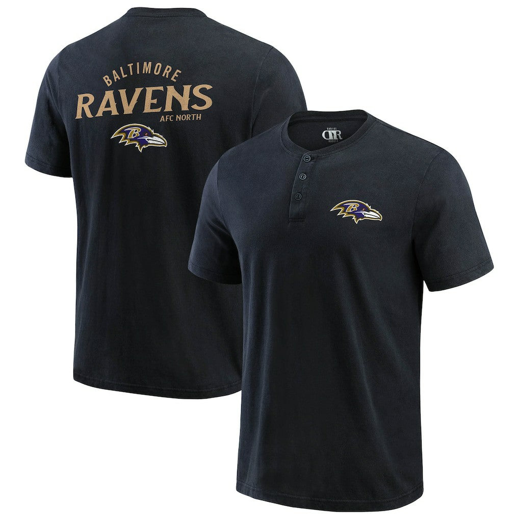 Baltimore Ravens Darius Rucker Collection Washed Henley T-Shirt Black