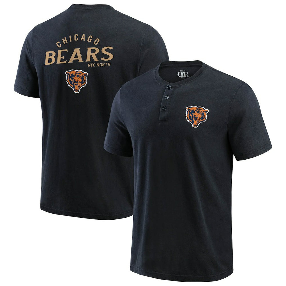 Chicago Bears Darius Rucker Collection Washed Henley T-Shirt Black