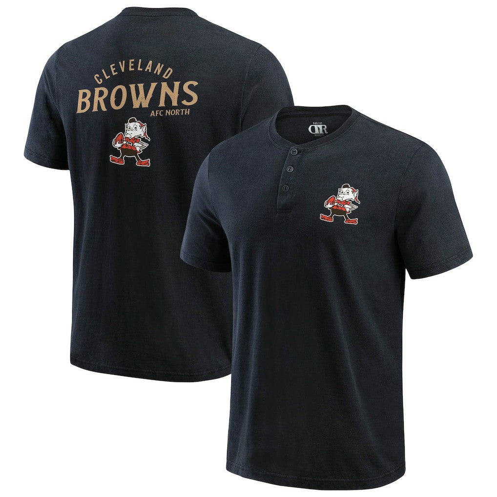 Cleveland Browns Darius Rucker Collection Washed Henley T-Shirt Black