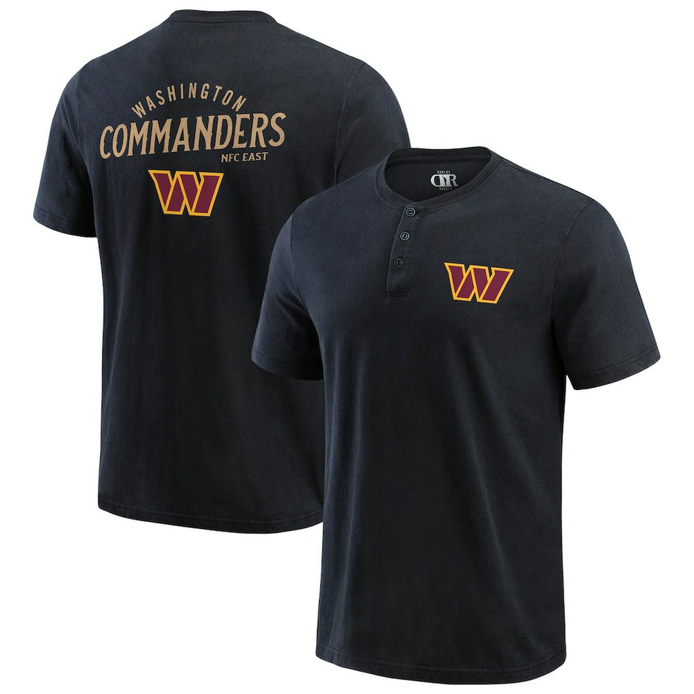 Washington Commanders Darius Rucker Collection Washed Henley T-Shirt Black