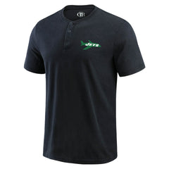 New York Jets Darius Rucker Collection Washed Henley T-Shirt Black