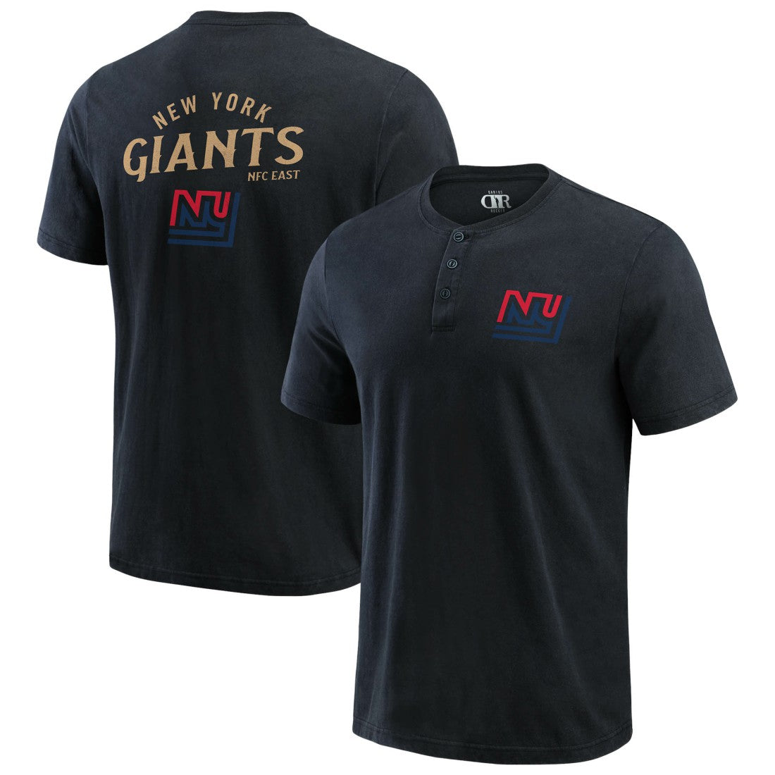New York Giants Darius Rucker Collection Washed Henley T-Shirt Black