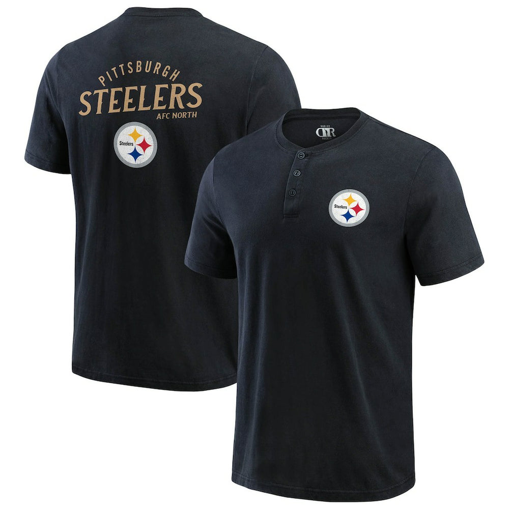 Pittsburgh Steelers Darius Rucker Collection Washed Henley T-Shirt Black
