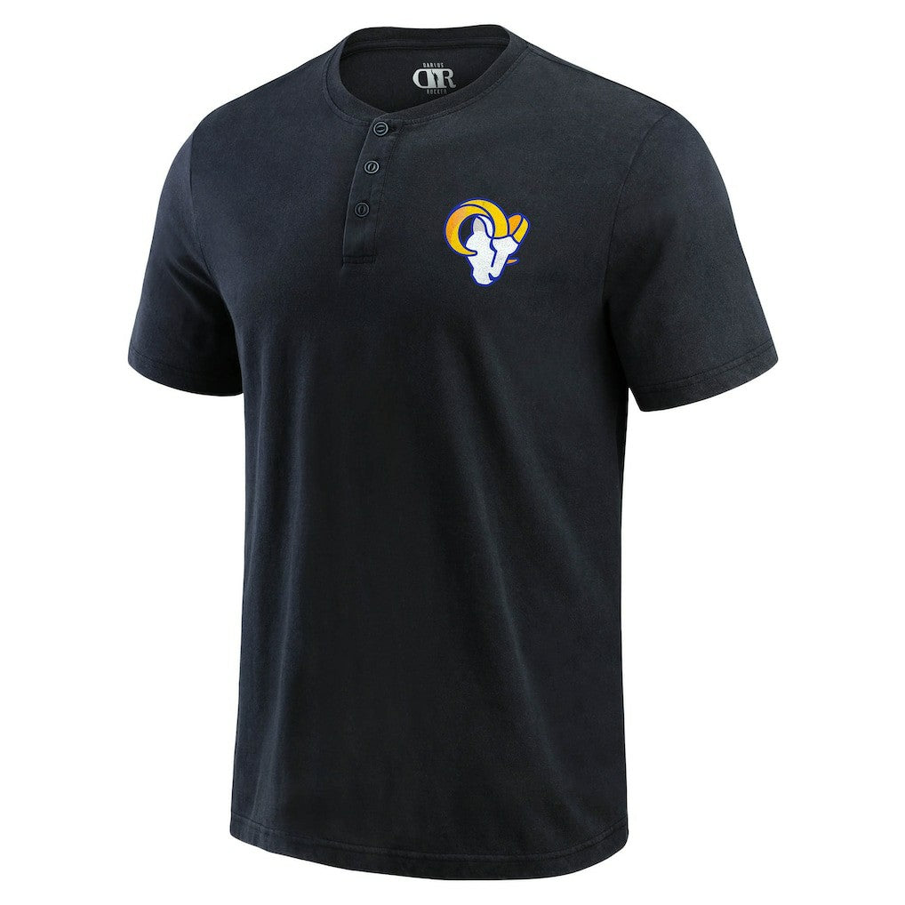 Los Angeles Rams Darius Rucker Collection Washed Henley T-Shirt Black