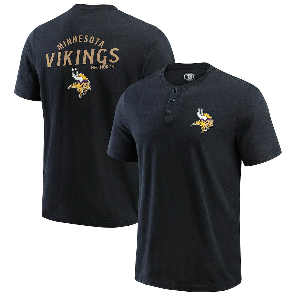 Minnesota Vikings Darius Rucker Collection Washed Henley T-Shirt Black