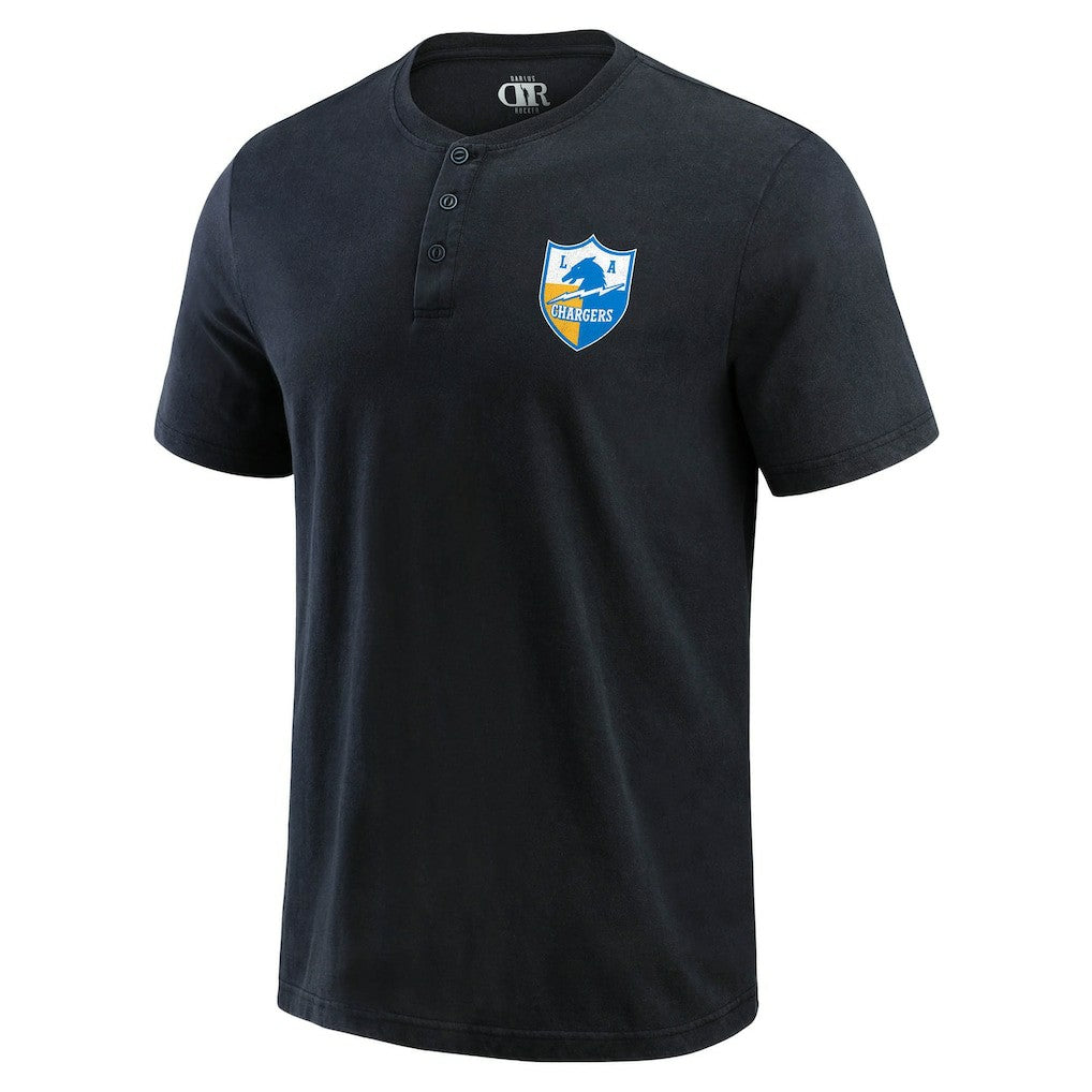 Los Angeles Chargers Darius Rucker Collection Washed Henley T-Shirt Black