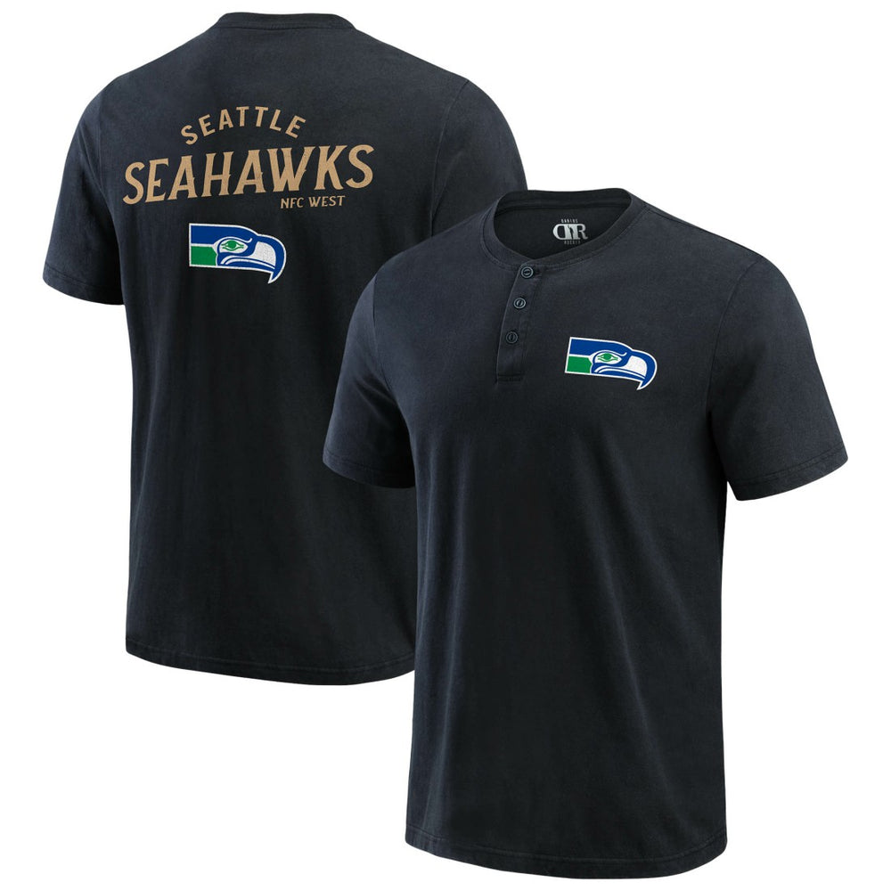 Seattle Seahawks Darius Rucker Collection Washed Henley T-Shirt Black
