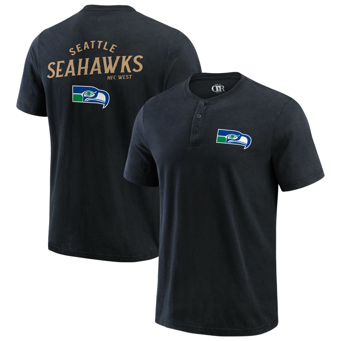 Seattle Seahawks Darius Rucker Collection Washed Henley T-Shirt Black