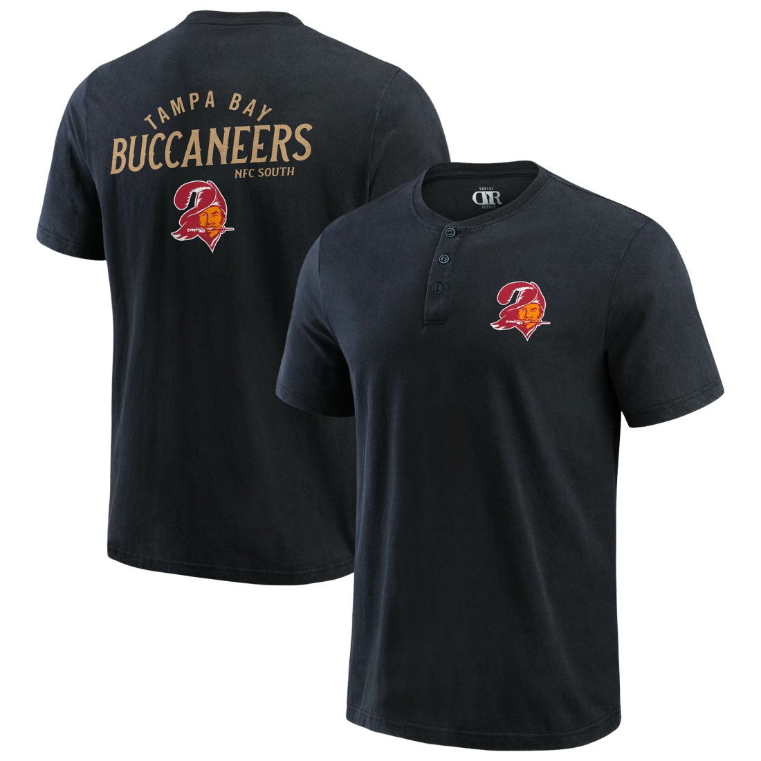 Tampa Bay Buccaneers Darius Rucker Collection Washed Henley T-Shirt Black