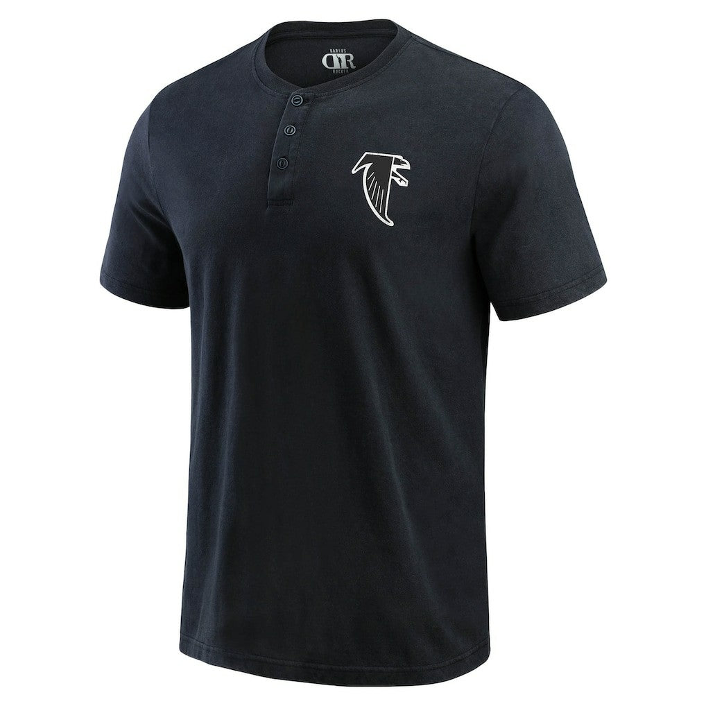 Atlanta Falcons Darius Rucker Collection Washed Henley T-Shirt Black