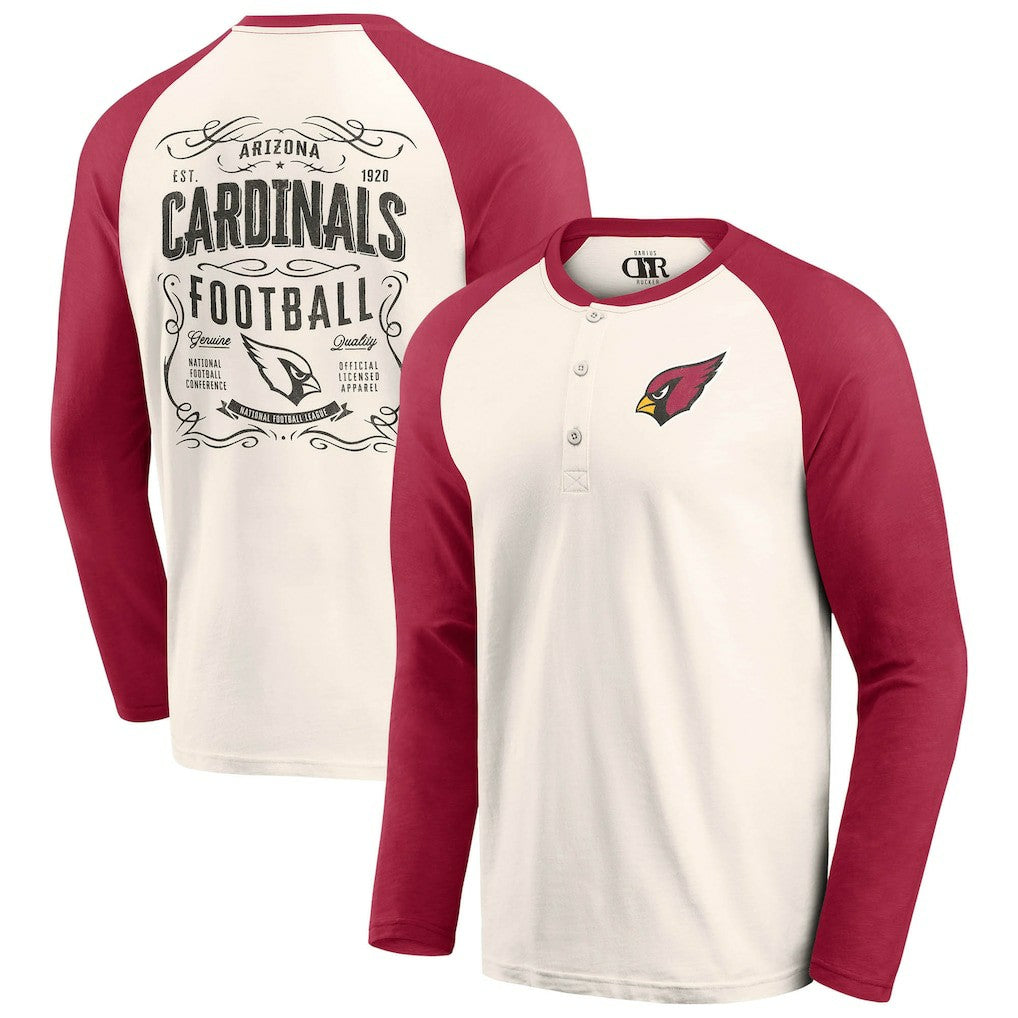 Arizona Cardinals Darius Rucker Collection Raglan Henley T-Shirt Cream/Cardinal