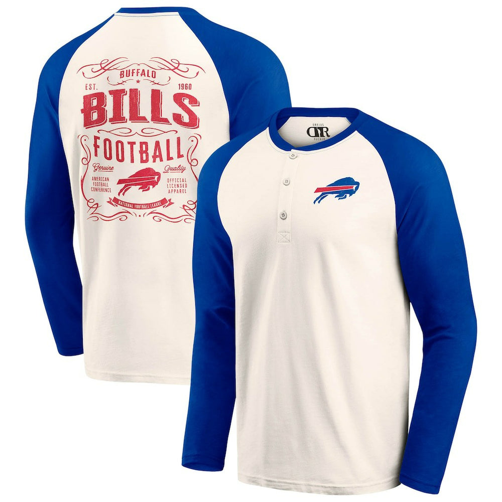 Buffalo Bills Darius Rucker Collection Raglan Henley T-Shirt Cream/Royal