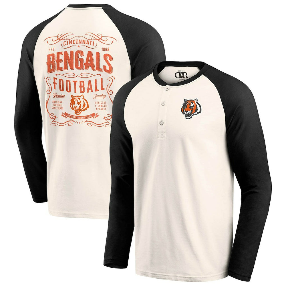 Cincinnati Bengals Darius Rucker Collection Raglan Henley T-Shirt Cream/Black